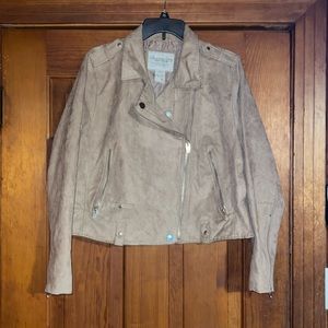 American Ray Women's Jacket size XL Cropped Full Zip Pockets Lined Beige